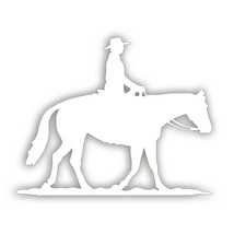 Western Pleasure Horse Decal Cowboy Man Boy Rider For Tack Box Or Trailer White - £7.84 GBP