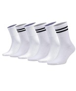Men’s Athletic Tennis Crew Socks 6 Pack Striped Cotton Breathable Size 5-10 - $21.81 CAD