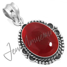 Birthday Gift Natural Red Onyx Pendant 925 Stamp Sterling Silver - £25.27 GBP