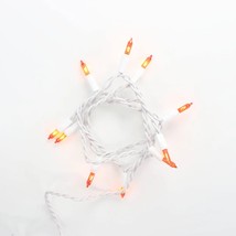 10 Bulb Orange Glass Craft Lights White Wire - $183.38 MXN