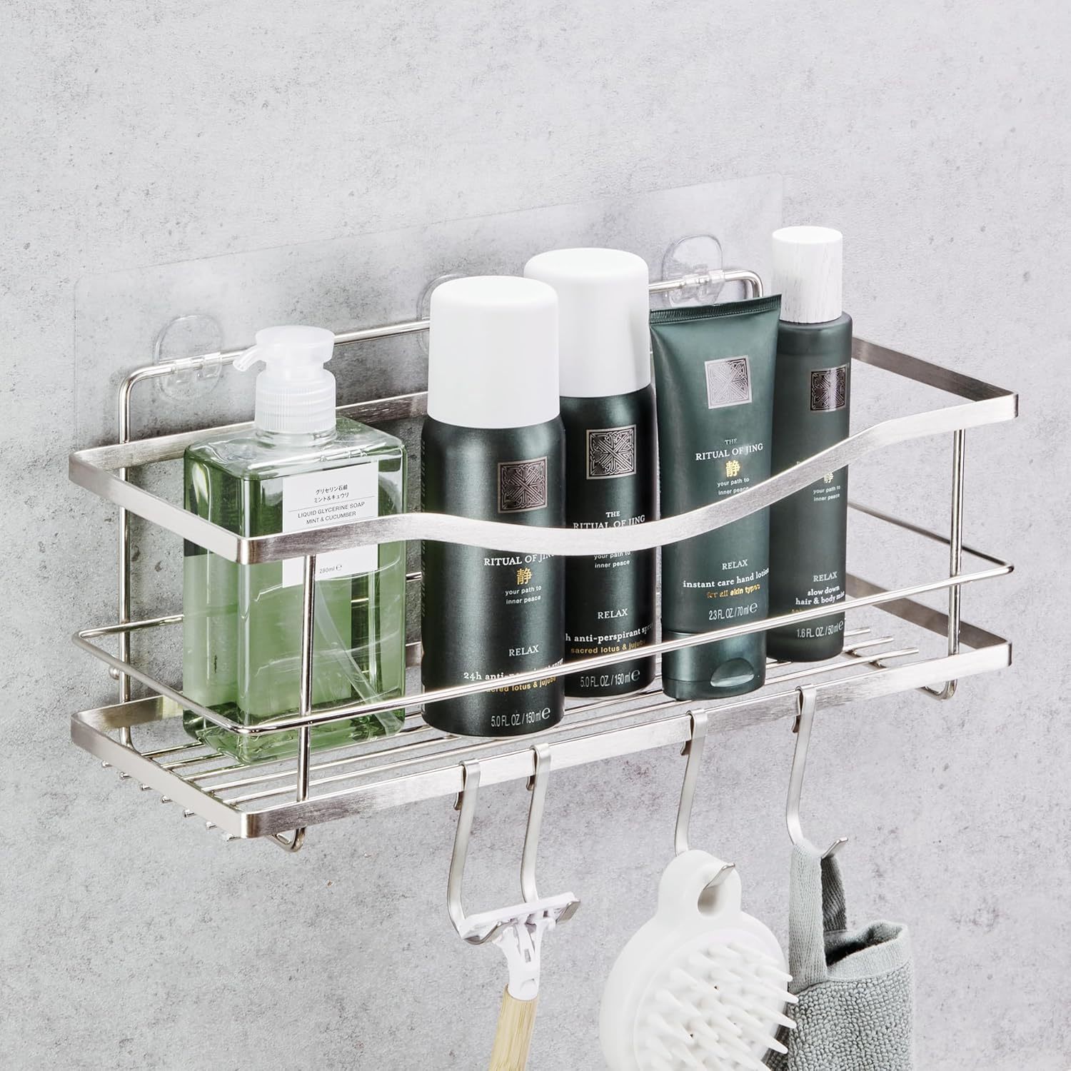 Kincmax Premium Shower Caddy - Self Adhesive Shower Organizer W/ 4, Silver - $37.98
