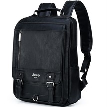 JEEP BULUO Fashion Leather Men Backpack Business Male 15.6&quot; Laptop Bag DaypaLarg - £78.53 GBP