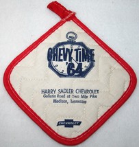 Vintage 1964 Chevy Time &#39;64 Harry Sadler Chevrolet Dealership Cloth Pot Holder - £36.98 GBP