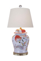 Floral Fruit Porcelain Temple Jar Lamp 28&quot; - £338.04 GBP