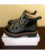 Banana Republic Womens Black Leather Lug Sole Hiker Boots Portugal Size 7.5 - $94.05