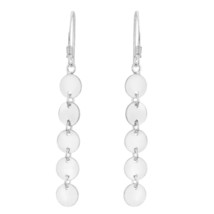 Modern Chic Round Stacked Discs of Sterling Silver Dangle Earrings - £12.55 GBP