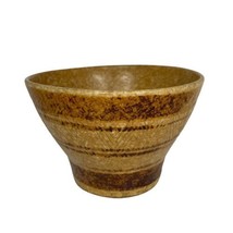Pottery Craft USA Biscuit Bowl Etched Mottled Stripes Brown 4.75”H 6.5”Diam - £14.92 GBP