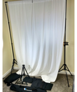 Photography 10Ft Adjustable Stand White Cotton Backdrop Weights Clips Ki... - £21.92 GBP