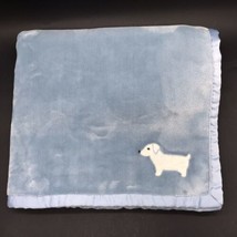 Carter&#39;s Baby Blanket Dog Puppy Embroidered Blue Satin Trim - £21.61 GBP