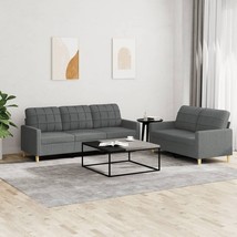 2 Piece Sofa Set with Cushions Dark Gray Fabric - $14,424.61 MXN