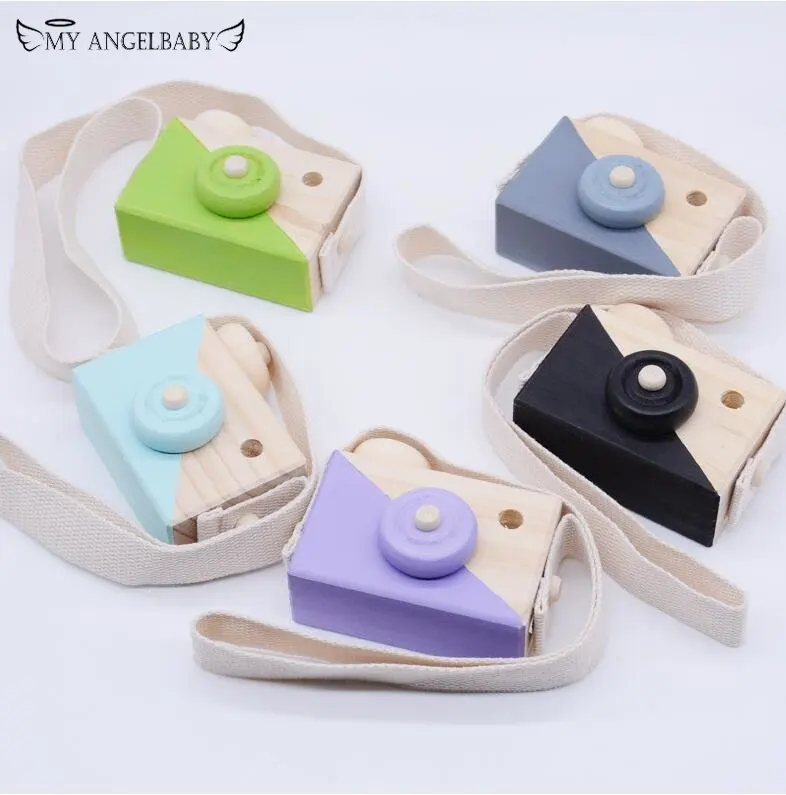 Cute Wooden Toy Camera Baby Kids Hanging Camera Photography Prop Decoration - £8.54 GBP