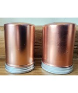 Mid Century Modern Aluminum Copper Salt Pepper Shaker Silver Bottoms 3&quot; MCM - $11.69