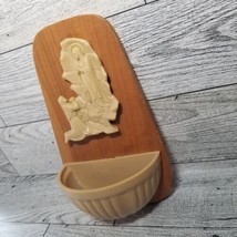 Vintage Wood Holy Water Font Italy Wall Hanging Plaque Virgin Mary 3D &quot;Carved&quot; - £8.48 GBP