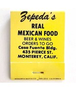 Zepeda&#39;s Mexican Restaurant Vintage Matchbook Monterey Matches Unstruck ... - $377.05 MXN