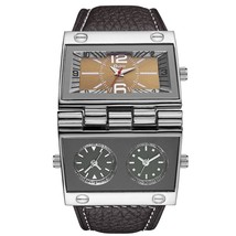 OULM Big Wristwatch Male Watch 3 Time Zone Unique Design Men&#39;s Sport Watches Pun - £39.07 GBP
