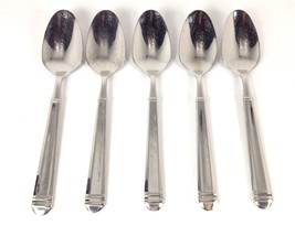 5 Soup Spoons Pfaltzgraff HERITAGE 18/10 Stainless 8 1/8&quot; Flatware Silverware - £11.66 GBP