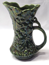 Vintage MCCOY #641-USA Art Pottery Pitcher Vase With Embossed Grapes &amp; L... - $14.83