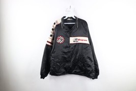 Vtg 90s Mens XL Distressed Snap On Racing Quilt Lined Satin Bomber Jacket USA - £101.06 GBP