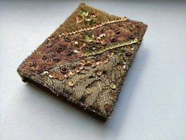 Handmade Small Paper Fabric Leather sketch-book notebook with decoration - £7.98 GBP