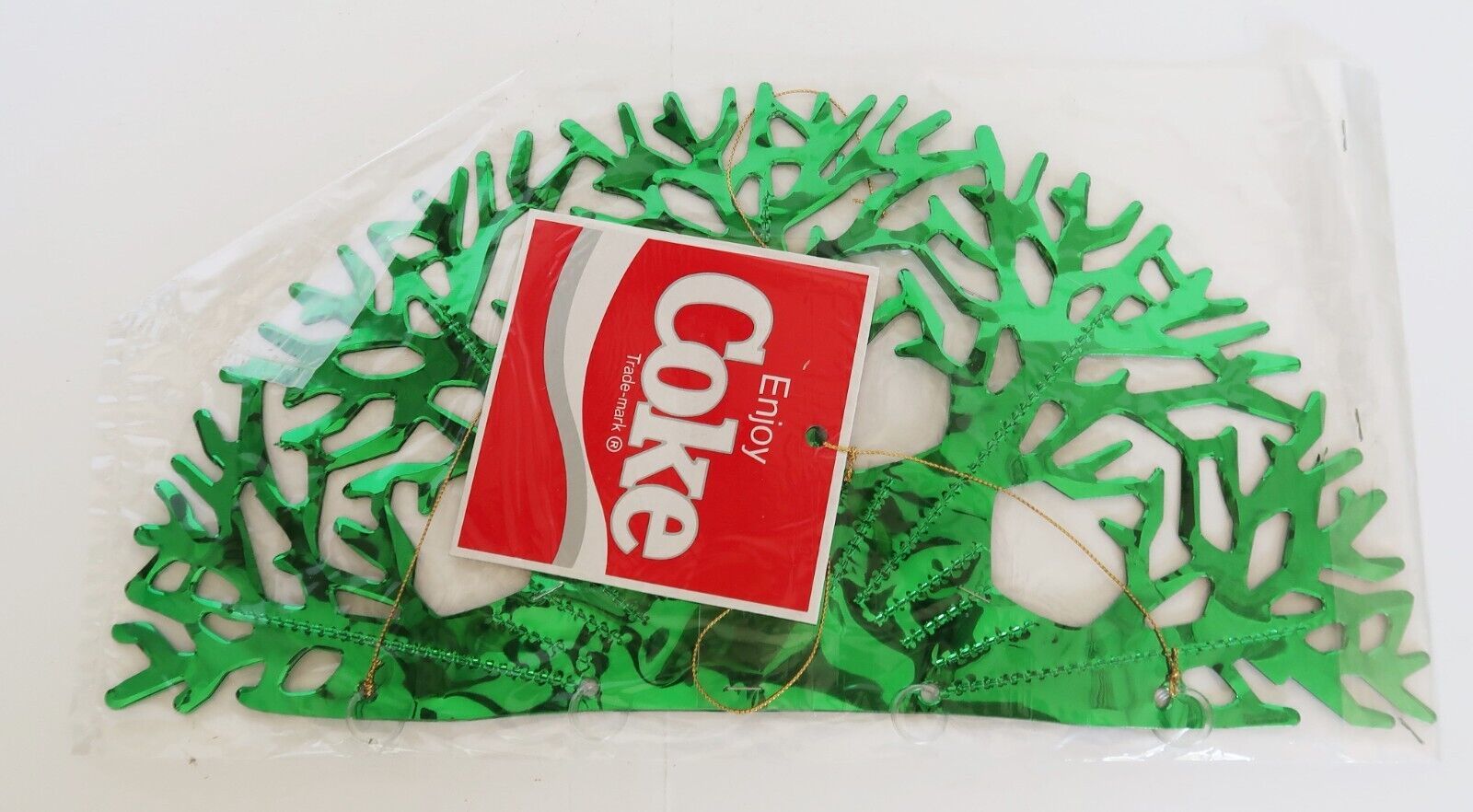 Primary image for 1980s Coca Cola Green Foil Snowflake Christmas Hanging Decoration Store Display
