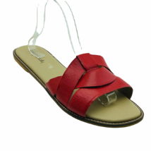 Long Tall Sally Womens Shoes Size12 Red Leather Sandals Flats - £35.39 GBP