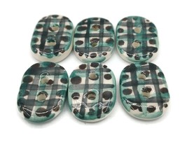 6Pc Handmade Ceramic Sewing Buttons Large Oval Novelty Coat Buttons Hand... - £26.56 GBP