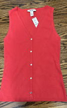 NEW WHBM Outlet Women’s Sleeveless Button Sweater Tank Size L Paradise Red NWT - £38.55 GBP