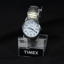 Timex Indiglo Quartz Men&#39;s WR 30m Watch Sliver Stretch Band &amp; Display Case - £15.41 GBP