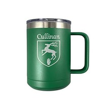 Cullinan Irish Coat of Arms Stainless Steel Green Travel Mug with Handle - $28.00