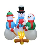 USED 5 Foot Tall Christmas Inflatable Snowman Campfire Marshmallows Deco... - $59.40