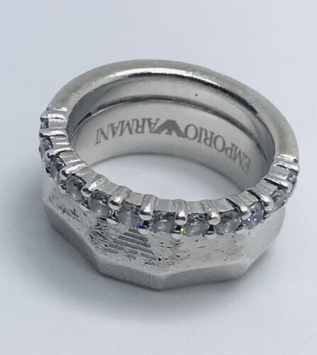Emporio Armani Sterling Silver 925 Crystal Ring Size 6.75 - $114.99