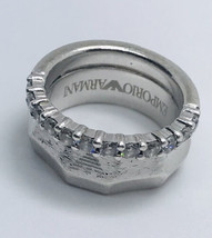 Emporio Armani Sterling Silver 925 Crystal Ring Size 6.75 - £91.91 GBP