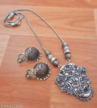Indian Women Silver Oxidized Necklace Set Bohemian Fashion Jewelry Weeding Gift - £24.39 GBP