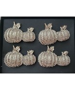 Tahari Home Thanksgiving Rhinestone Jeweled Crystal Pumpkin Napkin Rings... - £38.06 GBP
