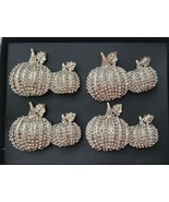 Tahari Home Thanksgiving Rhinestone Jeweled Crystal Pumpkin Napkin Rings... - £37.30 GBP