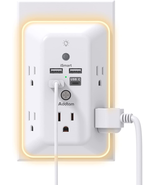 Surge Protector, Outlet Extender with Night Light, Addtam 5-Outlet Splitter and - $25.02