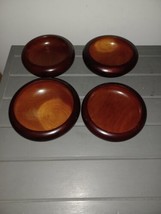 Mid Century Modern Vintage Teak Wood Salad Bowl Set of 4 Dark Stain - £11.99 GBP