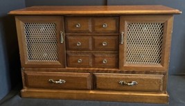 Vintage Wooden Jewelry Box Mid Century Brown 9 Drawer In Great Condition - $48.33