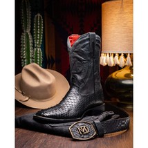 Marco Di Milano Genuine Snake Skin Cowboy Boot Missouri Black image 8