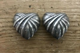 Vintage Pair 80s 90s Genuine 925 Sterling Silver Clip On Heart Weave Ear... - $36.99