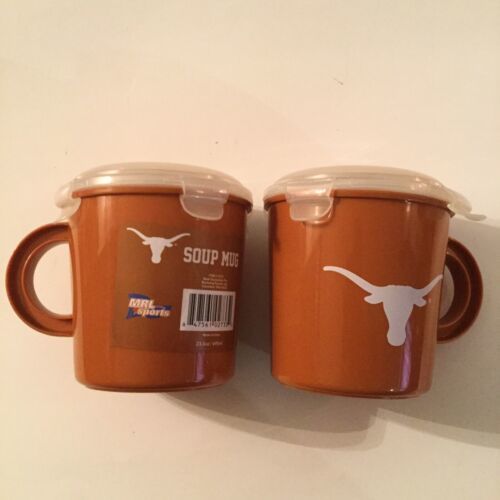 Primary image for NCAA Texas Longhorns mug soup 23.5 oz lid 2 pc set MRL Sports new