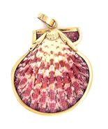 Ivana Cella Pink and White Striped Scallop Shell, Mounted in 18K yellow ... - €3.573,92 EUR