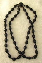 Antique Victorian West German 19&quot; Double Strand Mourning Necklace  - $98.01
