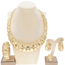 Latest Fashion Dubai Gold Plated Necklace Jewelry Set High Quality Ladies Weddin - £117.04 GBP