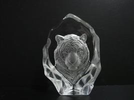 Iceberg Glass Recessed Carved Glass Sculpture of Tiger.  - £19.01 GBP