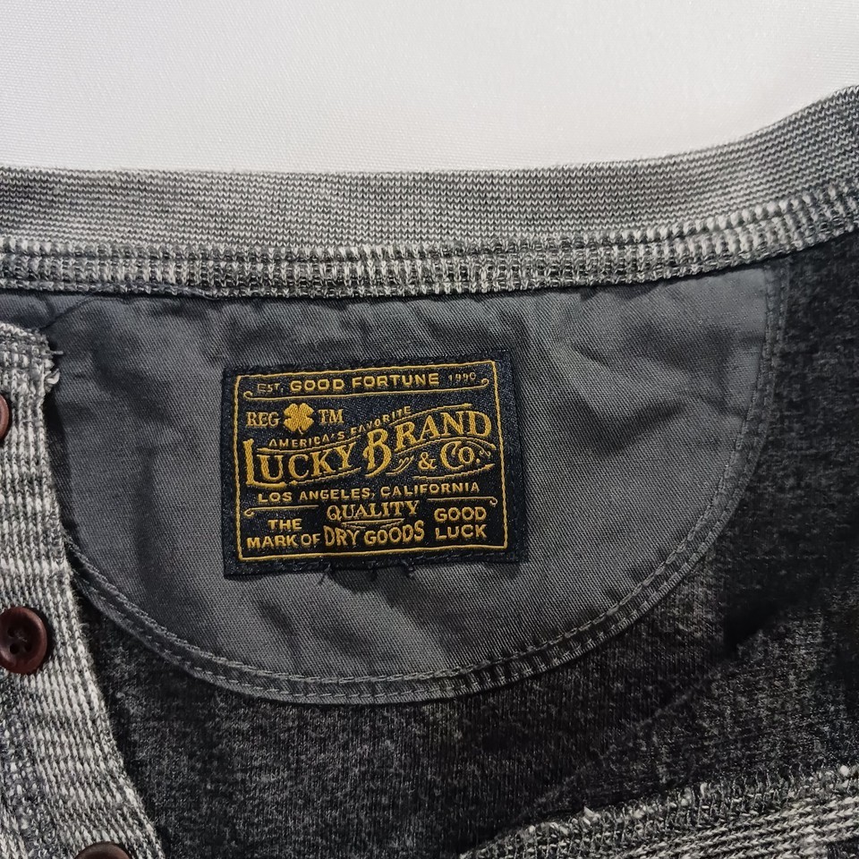 Lucky Brand 7M62050 Men's Gray Cotton Twisted Stub Henley Sweatshirt Size Small Item image 3