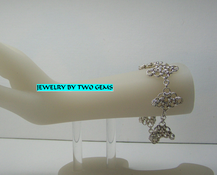 B24 sterling silver plated  Japanese diamond chainmaille bracelet