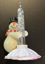 Unique Christmas Decor Snowman Holding Glitter Filled Snow Globe Candle ... - $5.90