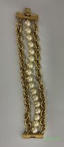 Vintage Monet Bracelet Gold Tone Chain Link Faux Pearl - $32.00