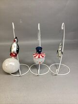 Penguin On Ball Glass Ornament (missing topper)/Patriotic Glass Snowman ... - $275.41 MXN